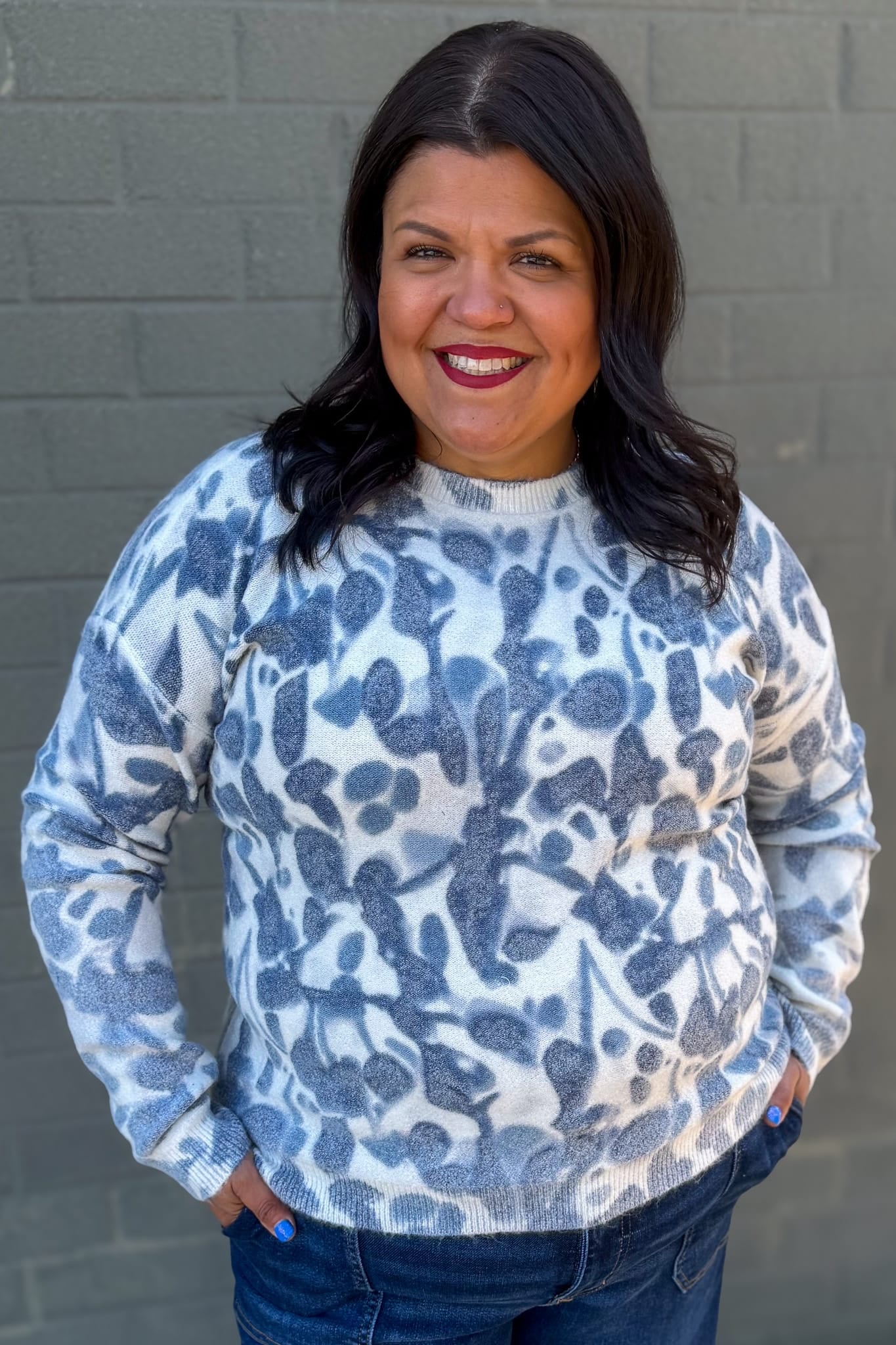Blue Smudge Reversible Sweater