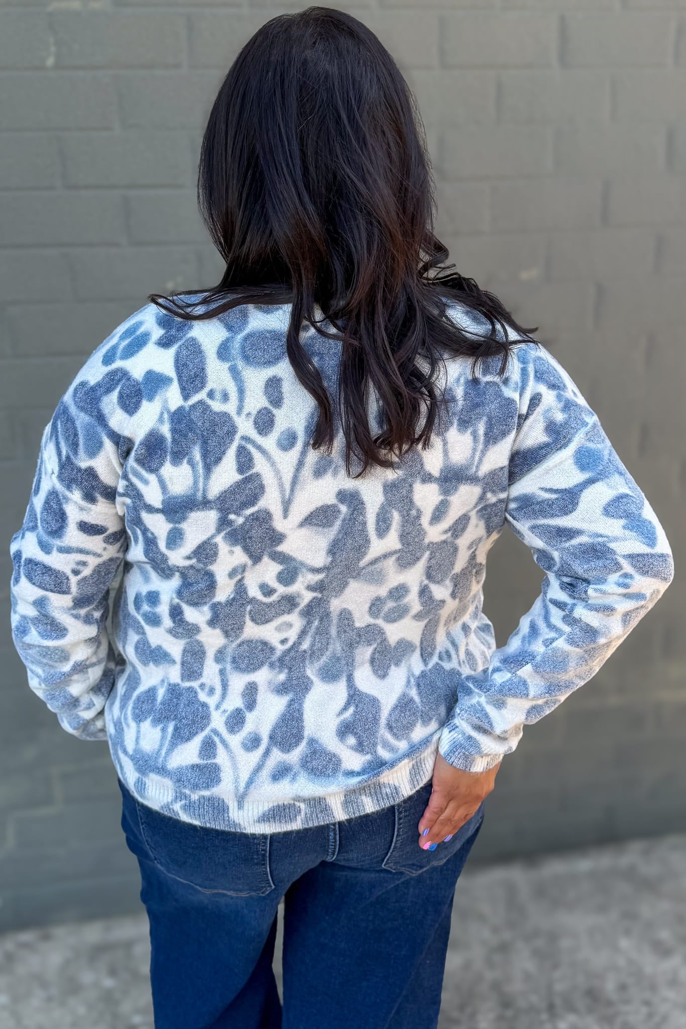 Blue Smudge Reversible Sweater