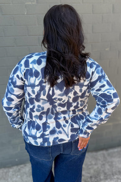 Blue Smudge Reversible Sweater