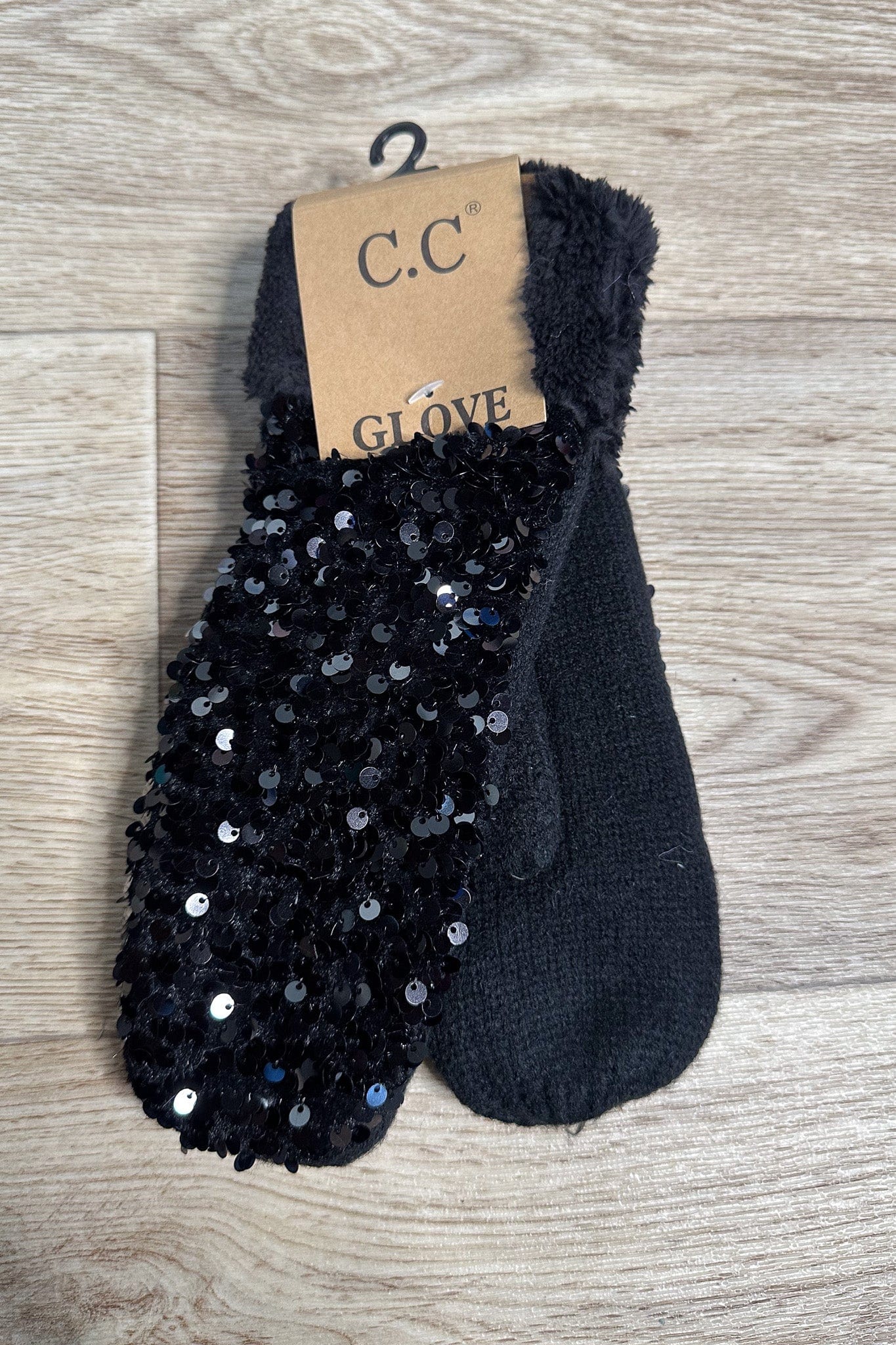 Black Sequin Mittens