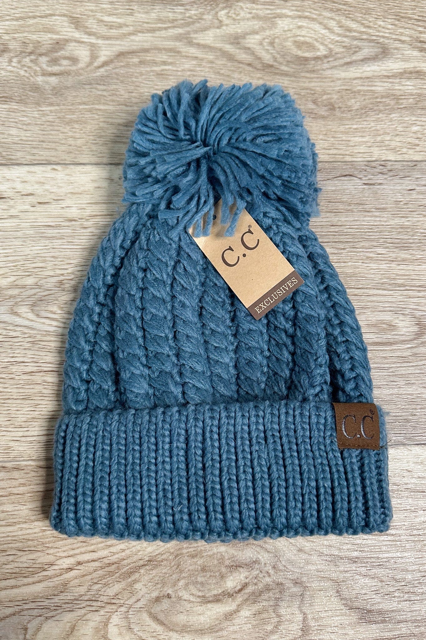 Twisted Mock Cable Beanie - Steel Blue