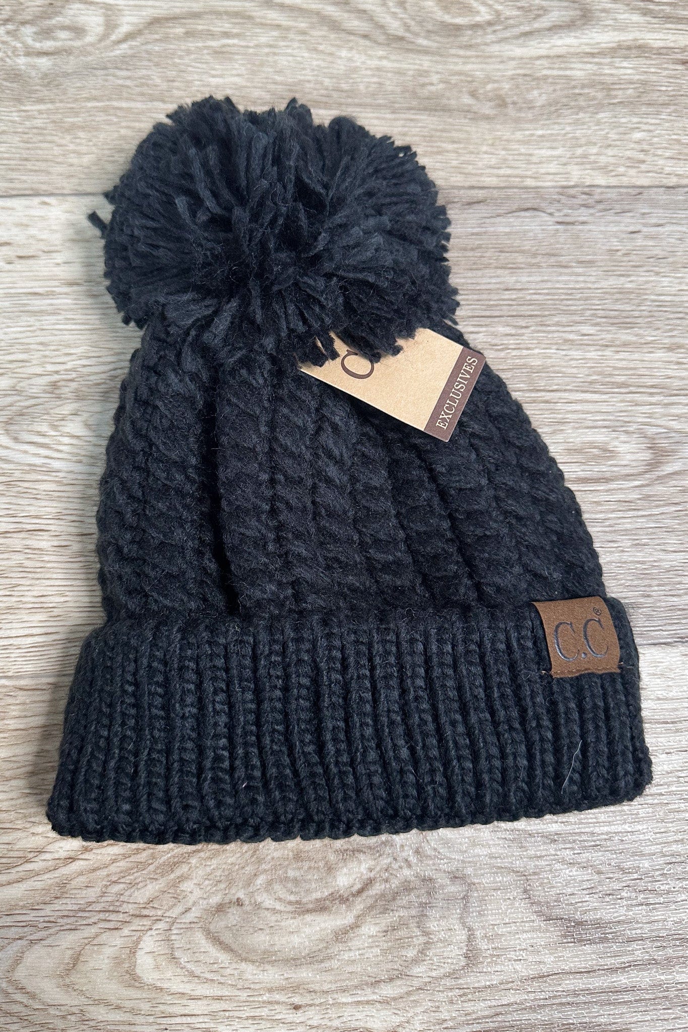 Twisted Mock Cable Beanie - Black