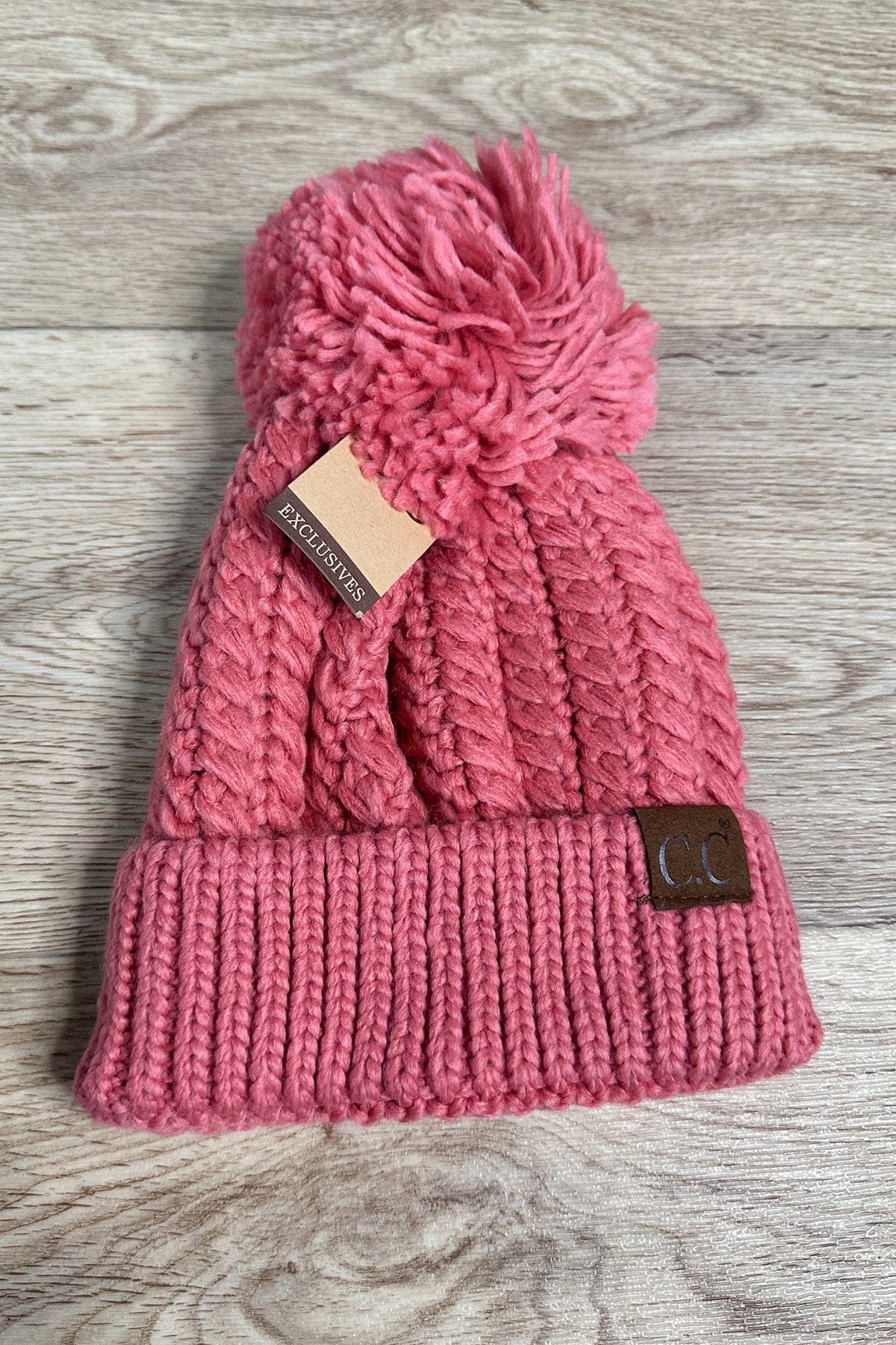 Twisted Mock Cable Beanie - Dark Rose