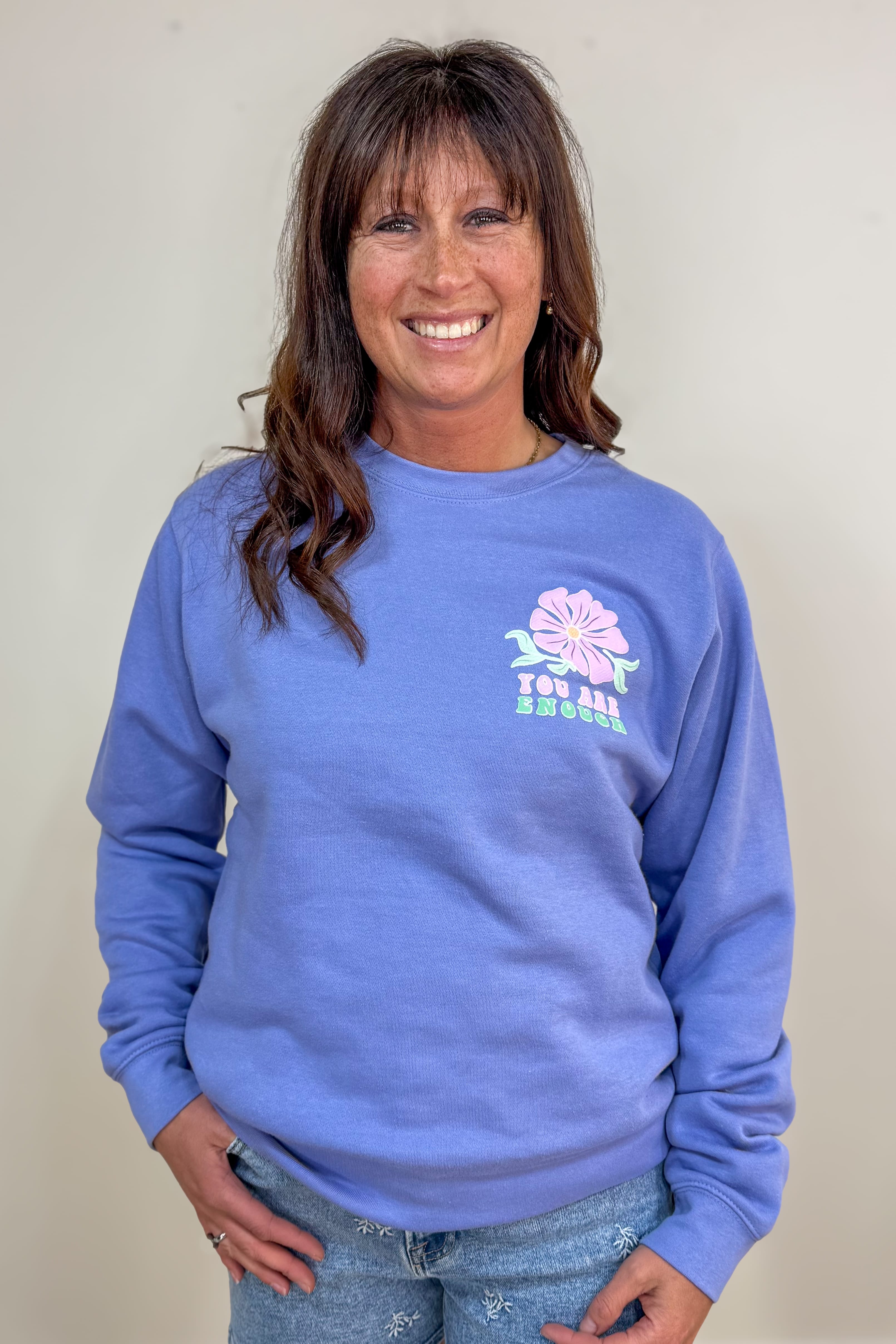 Periwinkle Blue You Are Enough Crew Sweatshirt
