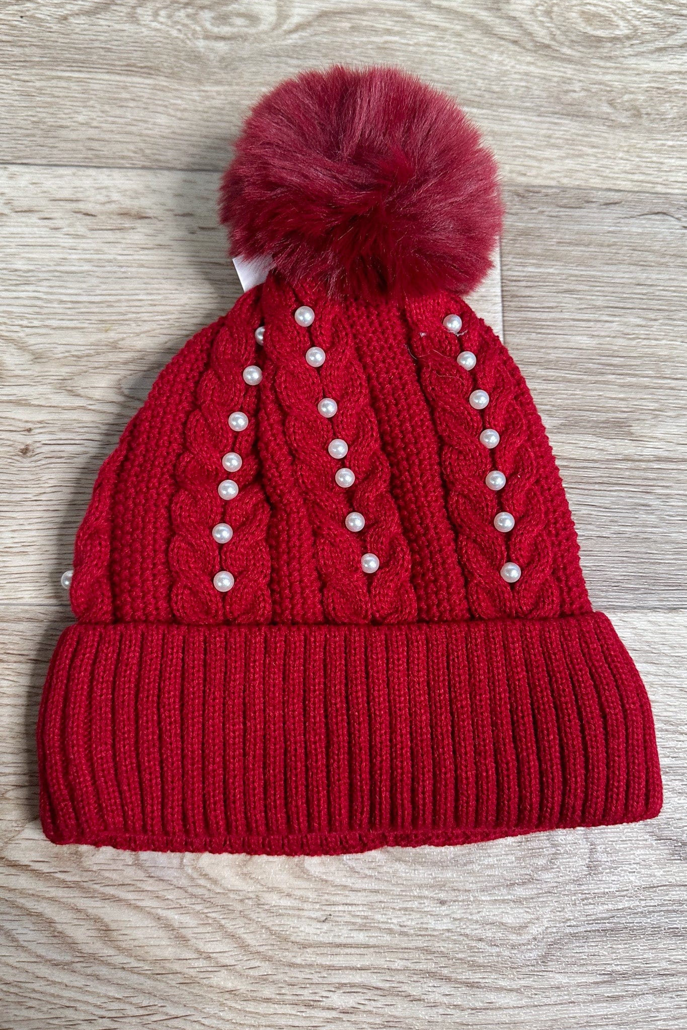 Pearly Red Fur Lined Hat