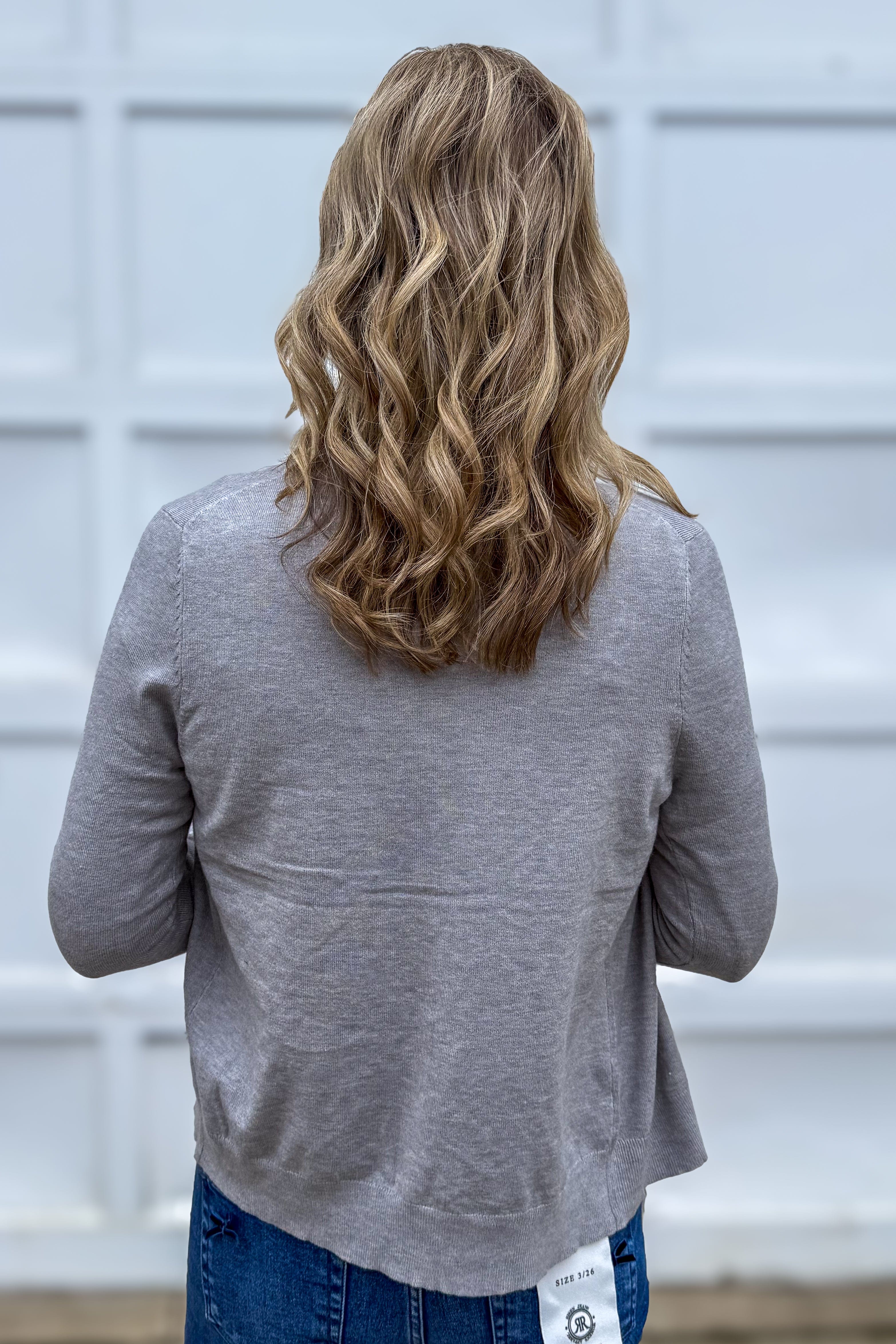 Heathered Grey Multi Color Button Cardigan Back