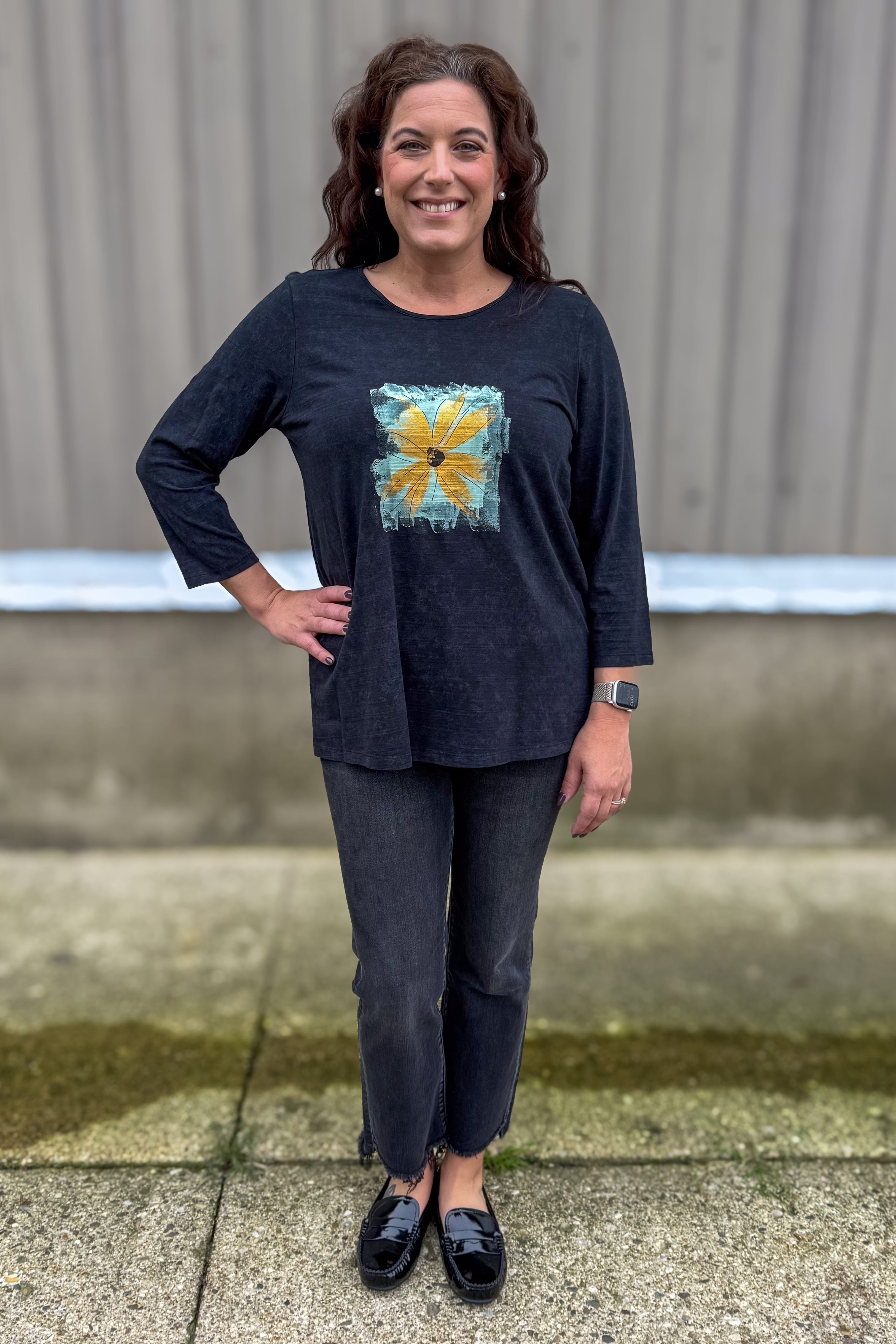 Black Gold Daisy Top Styled