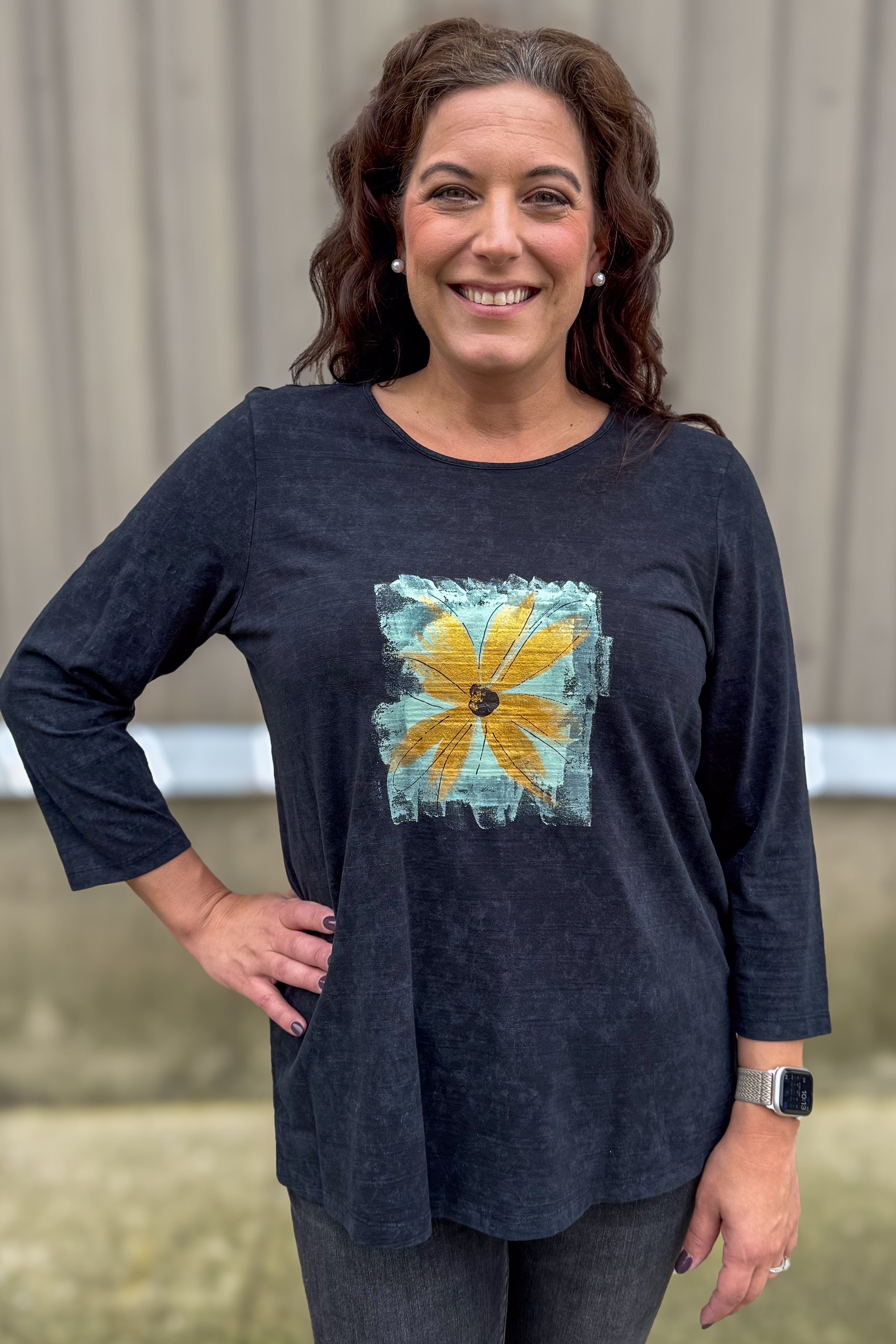 Black Gold Daisy Top