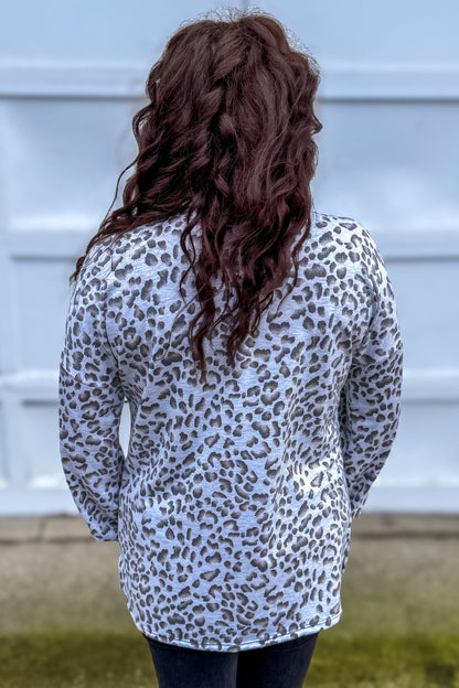 Gray Leopard French Terry Sweatshirt Back