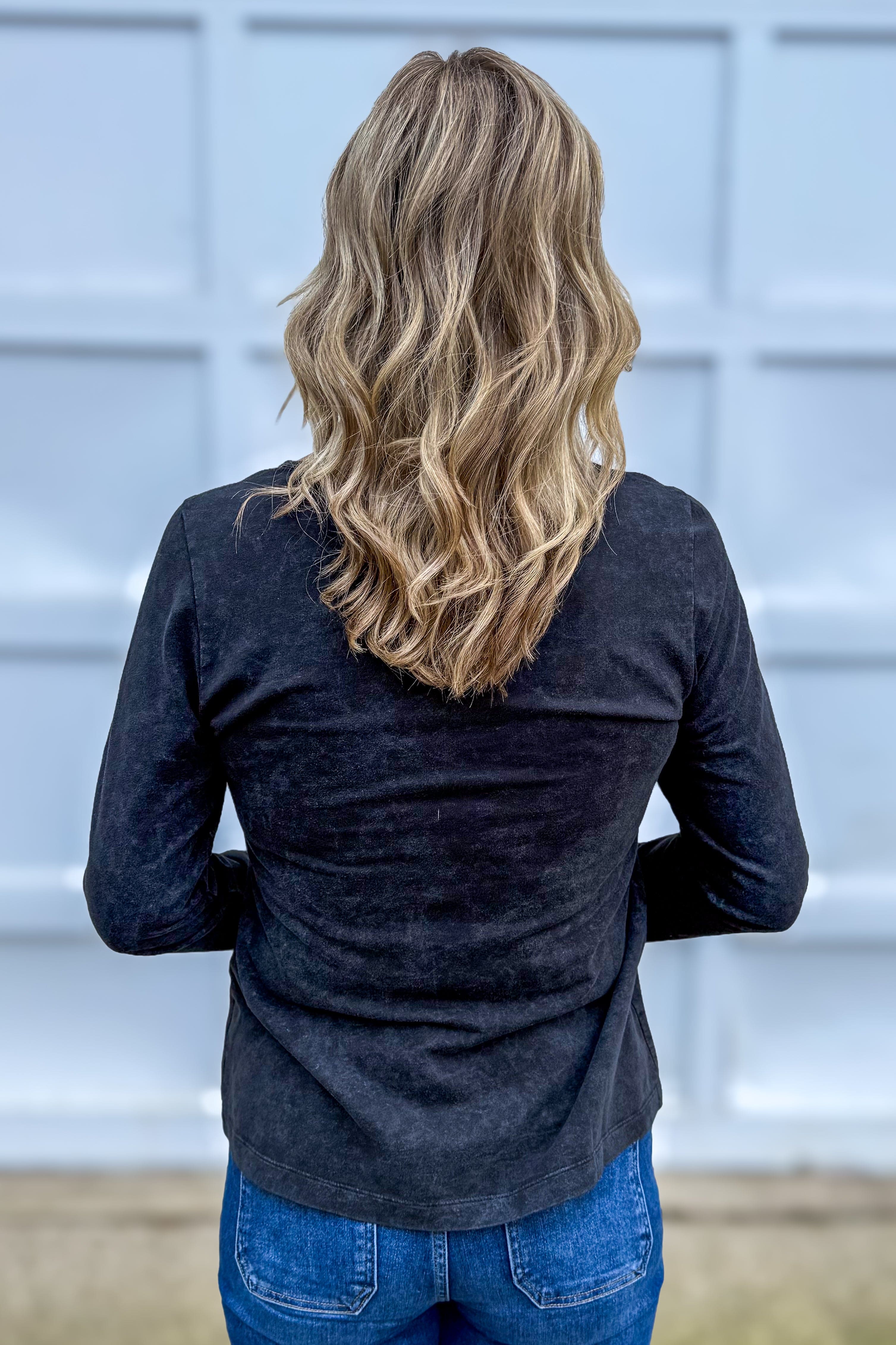 Black Big White Flower Top Back