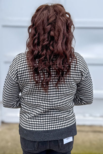 Charcoal Checkerboard Pullover Sweater Back
