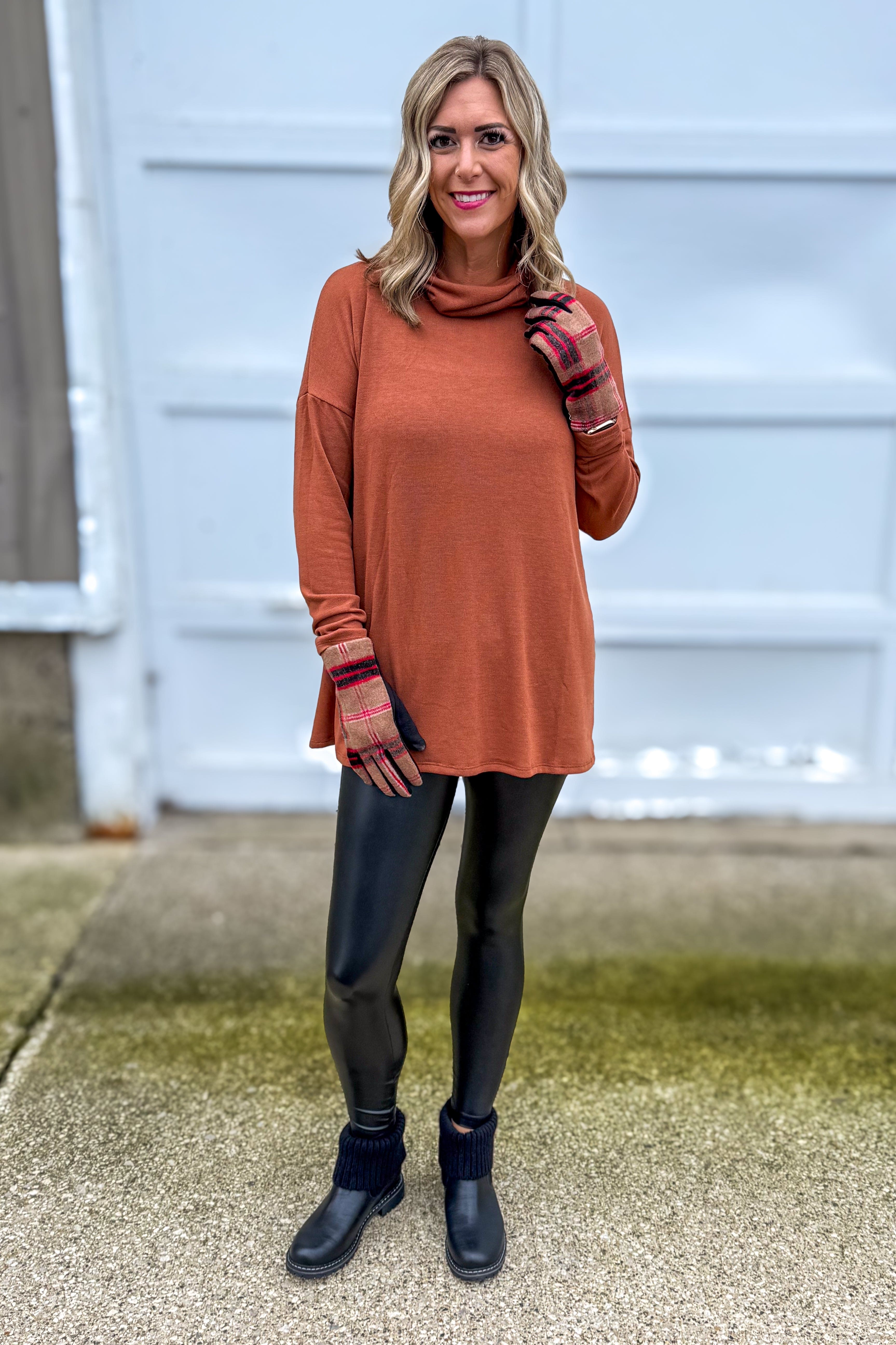 Rust Cowl Drop Shoulder Top Styled