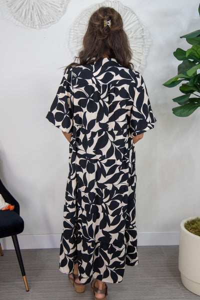 Black & Ivory Midi Dress Back