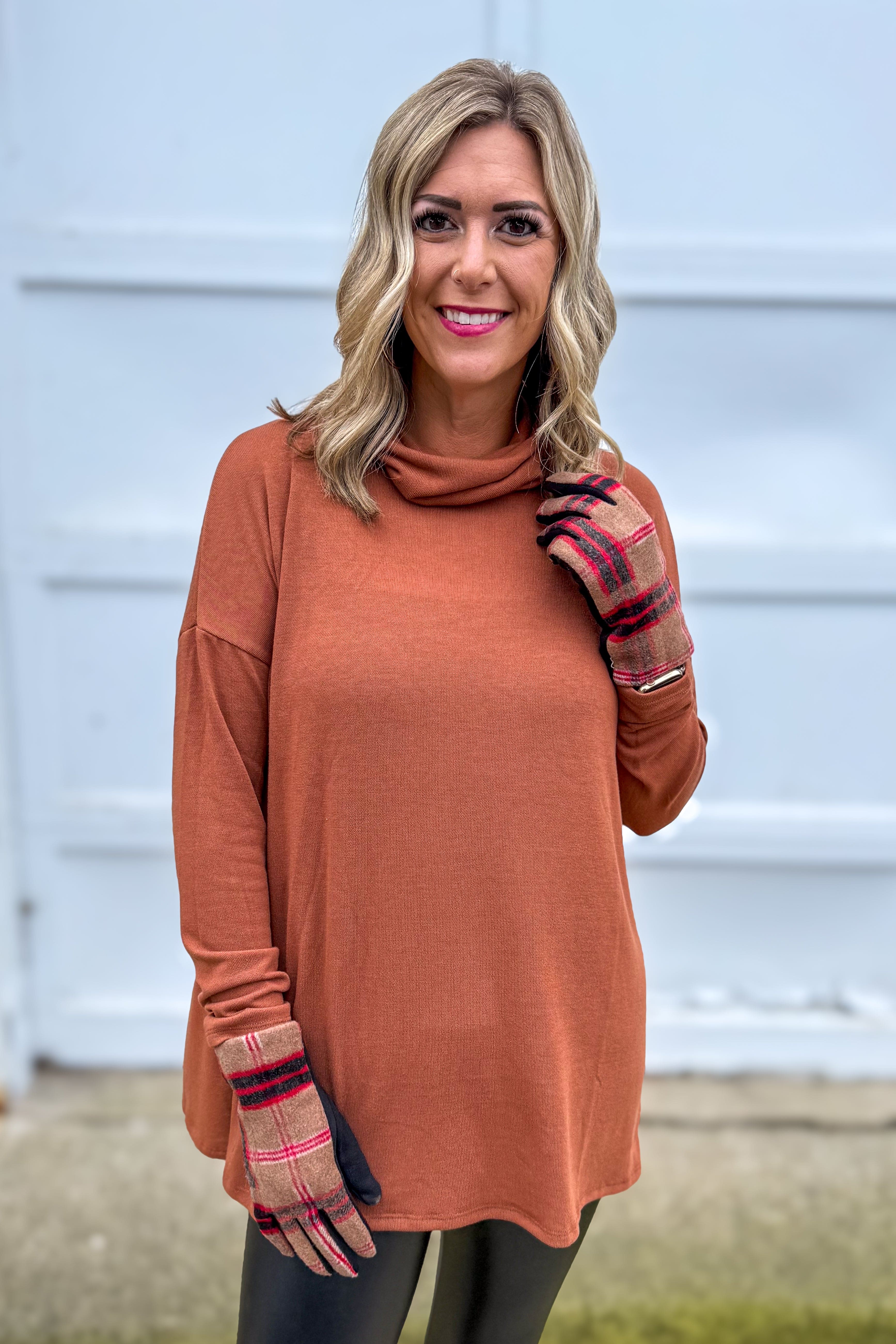 Rust Cowl Drop Shoulder Top