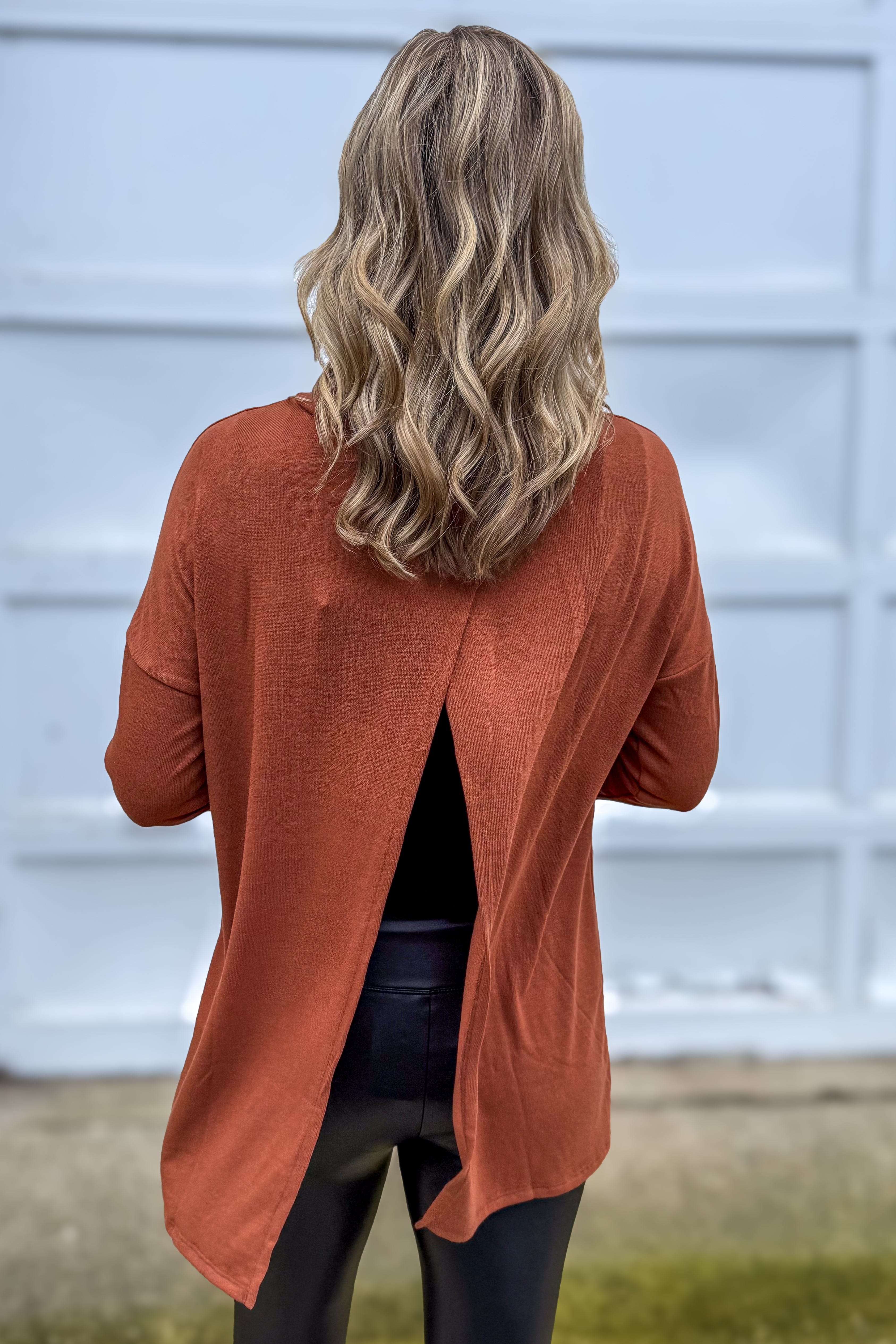 Rust Cowl Drop Shoulder Top Back