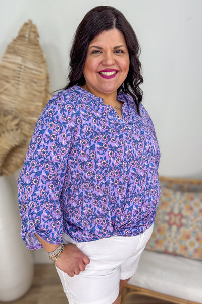 Lavender Vine Floral Lizzy Blouse