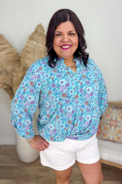 Mint Floral Lizzy Blouse