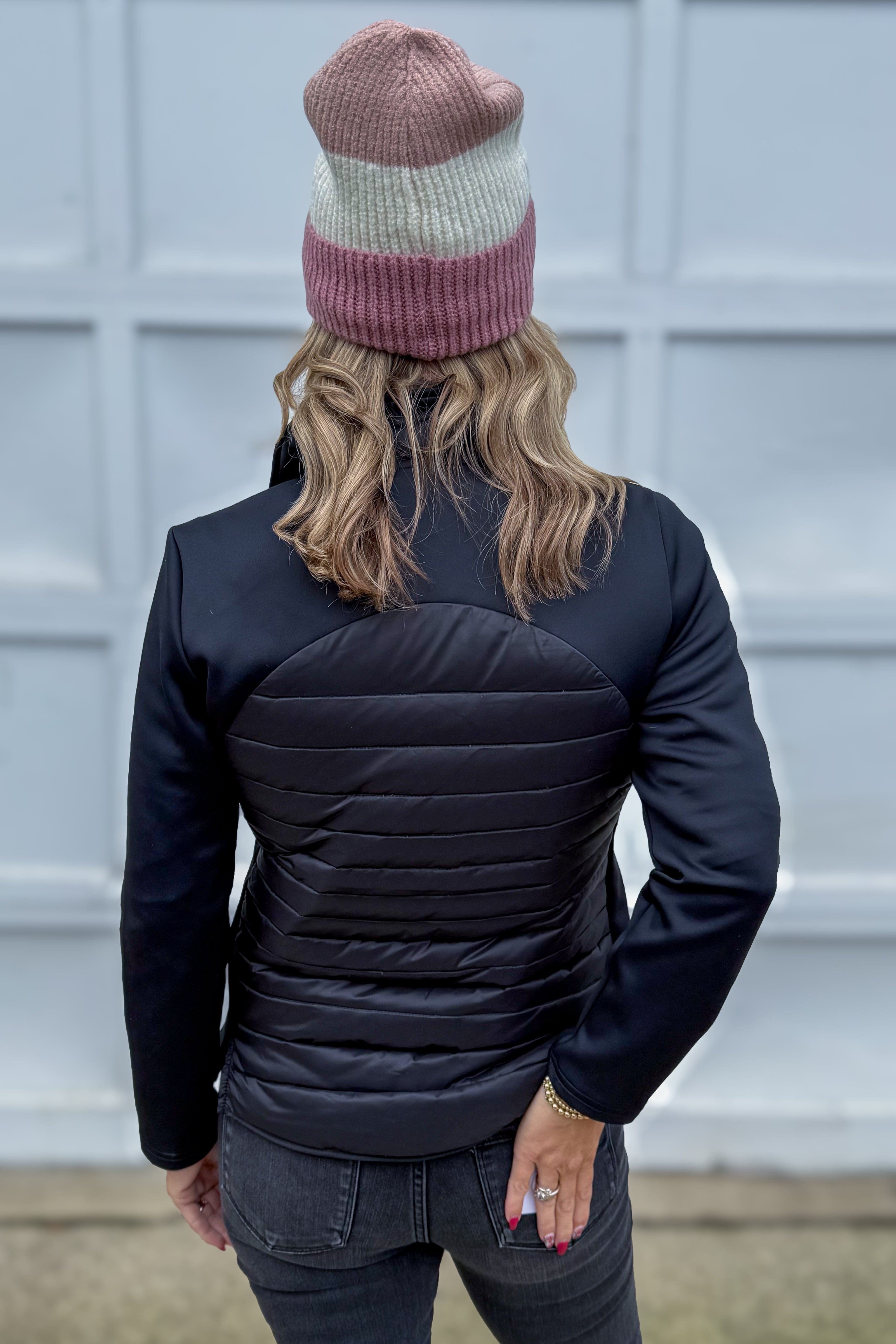 Black Lucia Fleece Puffer Jacket Back