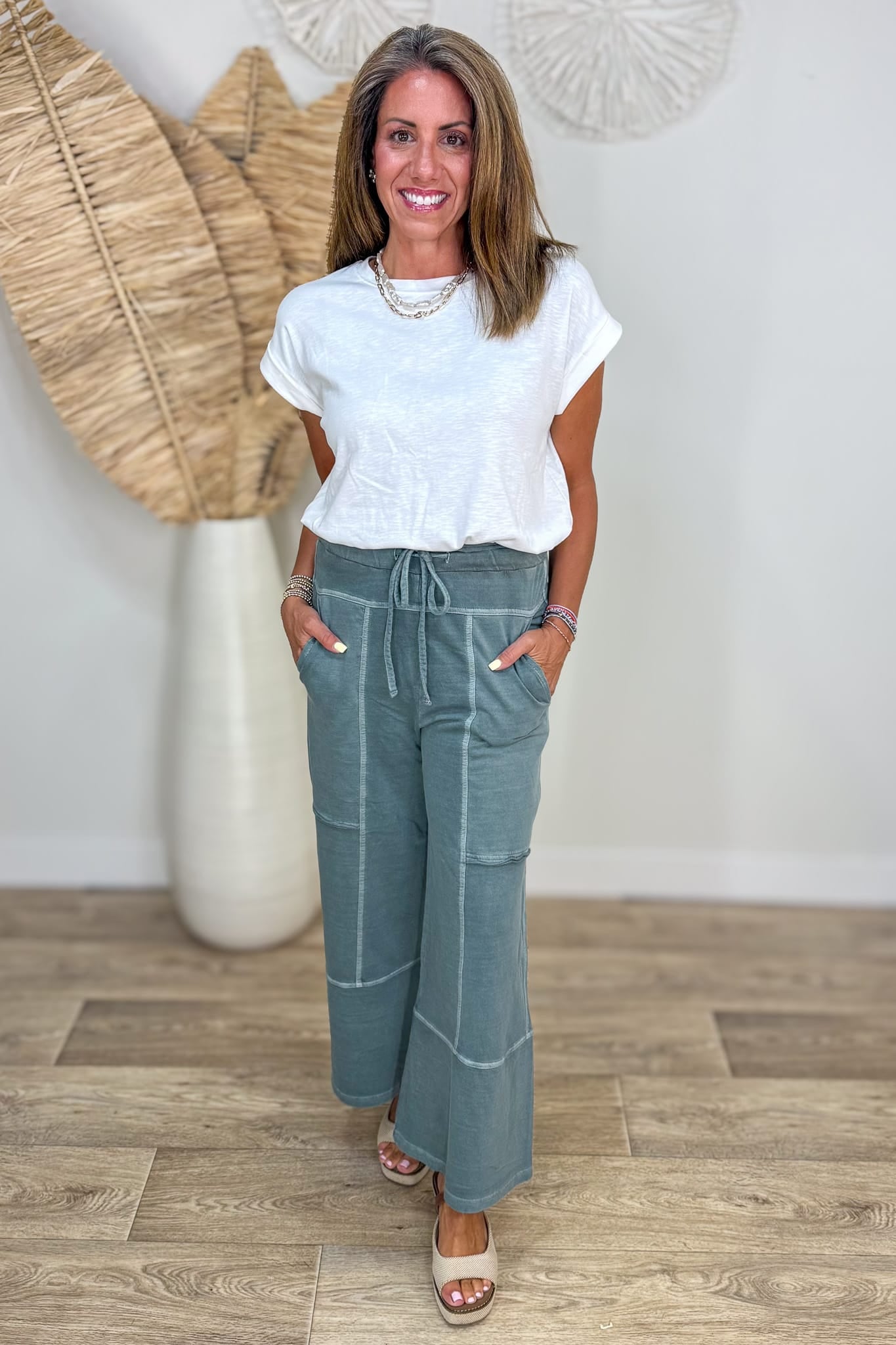 Ash Jade Exposed-Seam Pants Styled