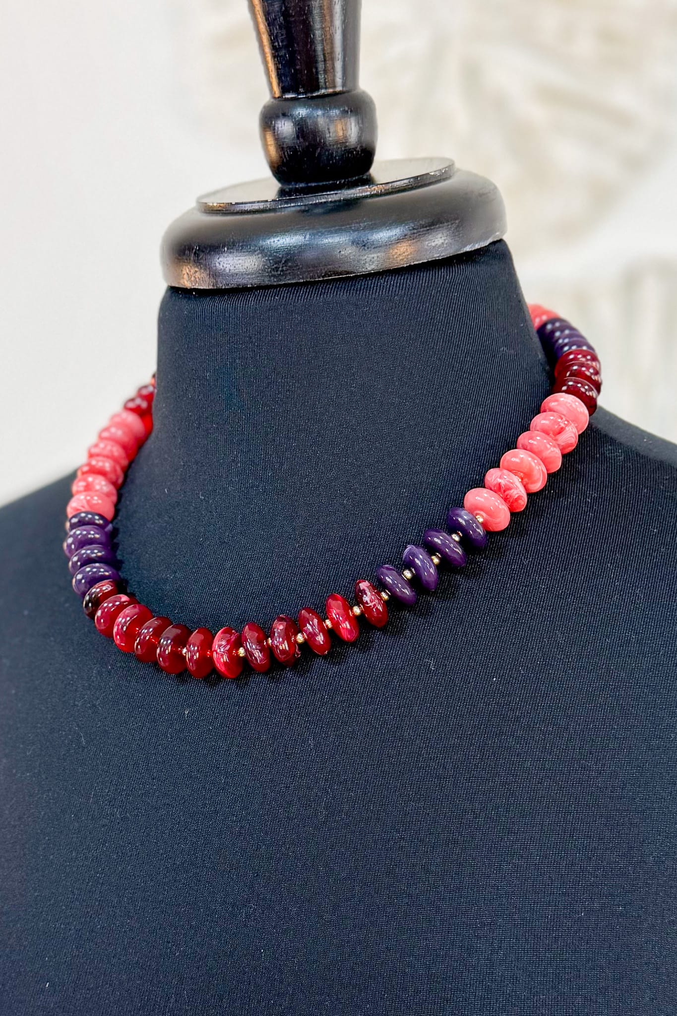 Burgundy Marble Bead Necklace