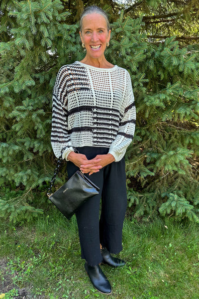 Black Stripe Colorblock Pullover styled