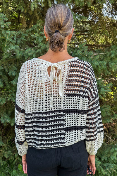 Black Stripe Colorblock Pullover back
