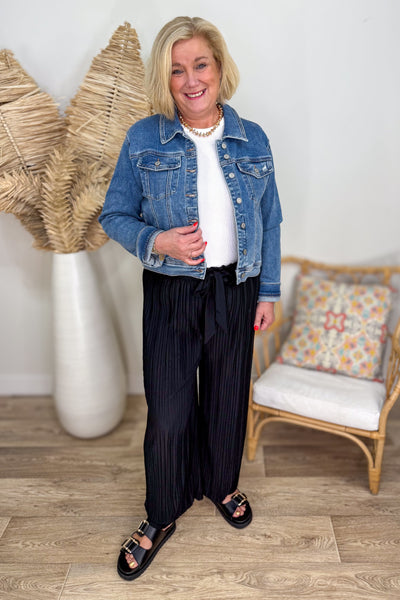 Black Paperbag Pleated Pant