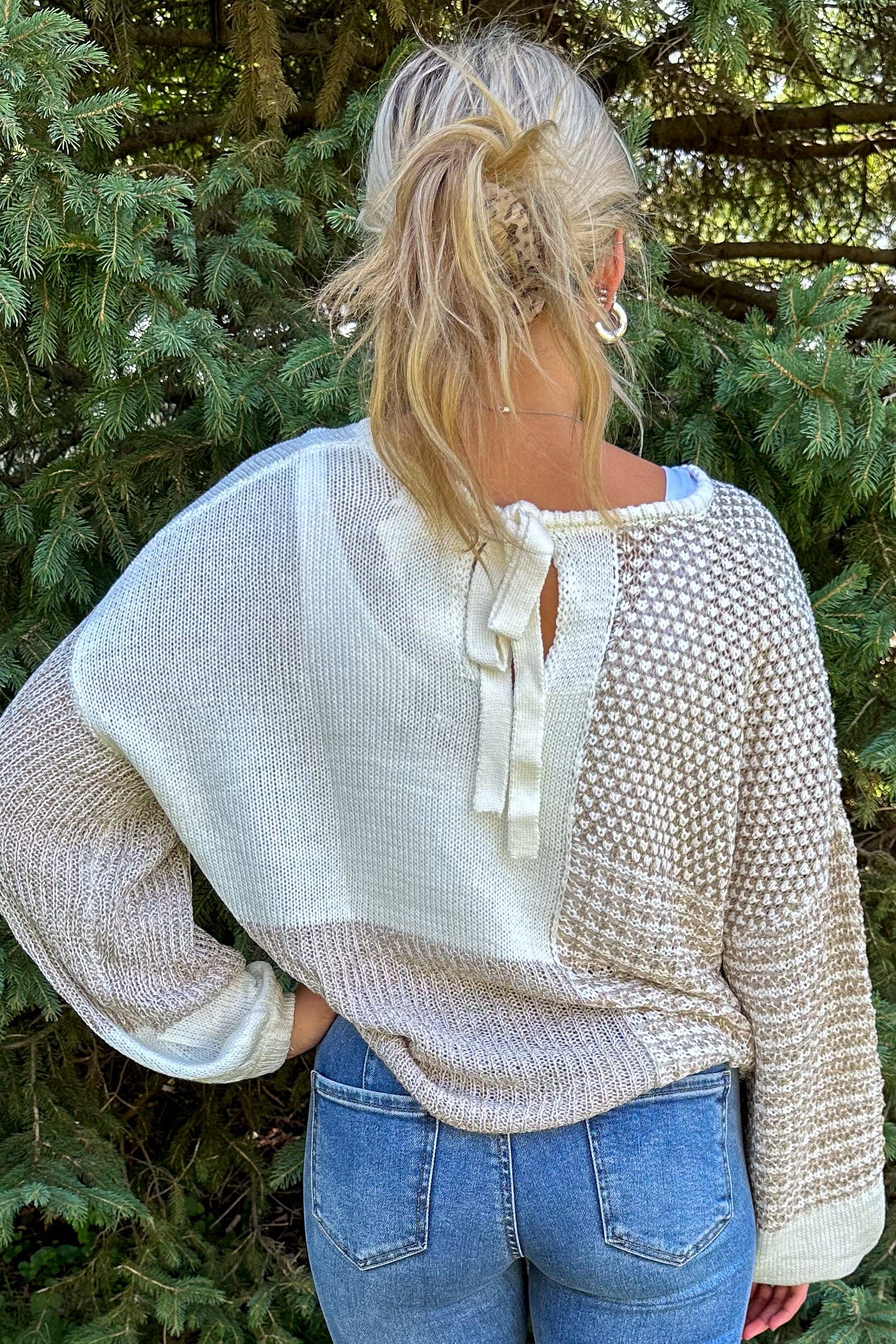 Cream Colorblock Sweater back