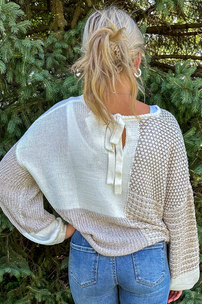 Cream Colorblock Sweater back