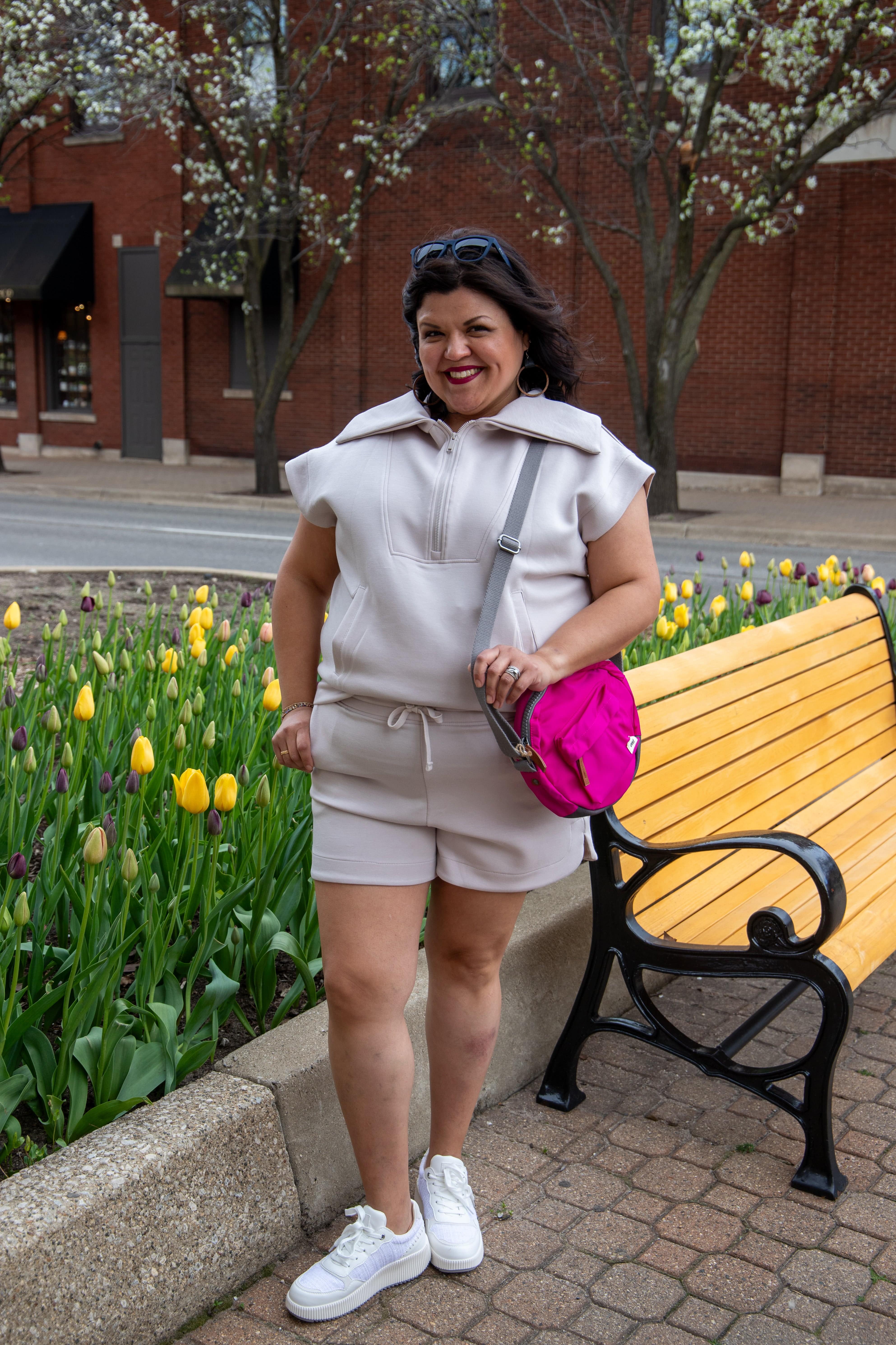 Mocha Cream Scuba Tulip Short styled