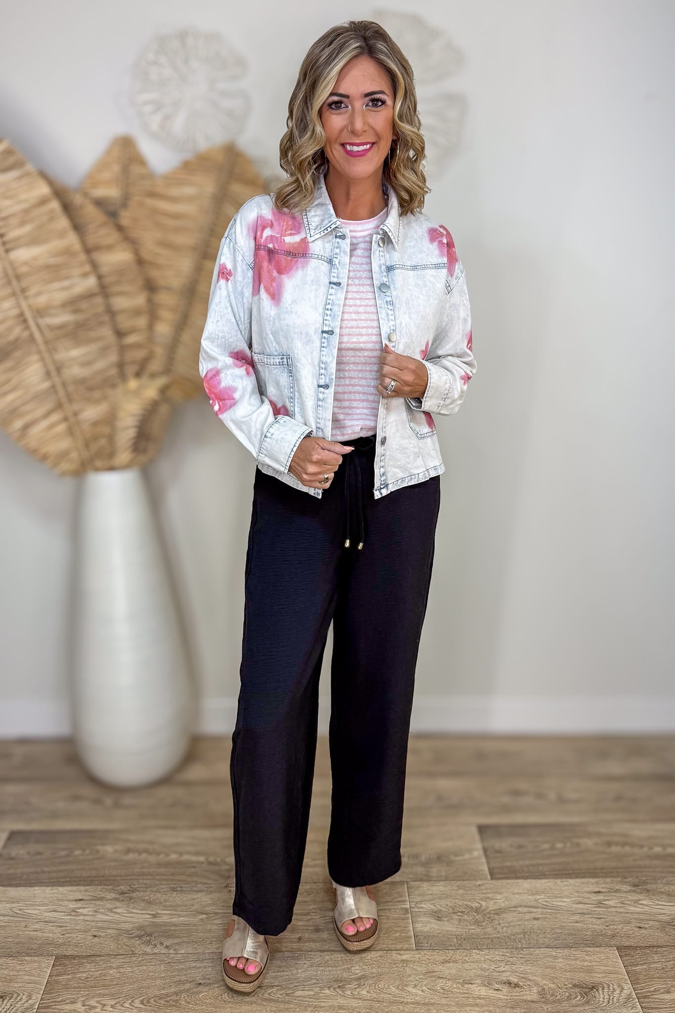 Floral Printed Denim Jacket Styled
