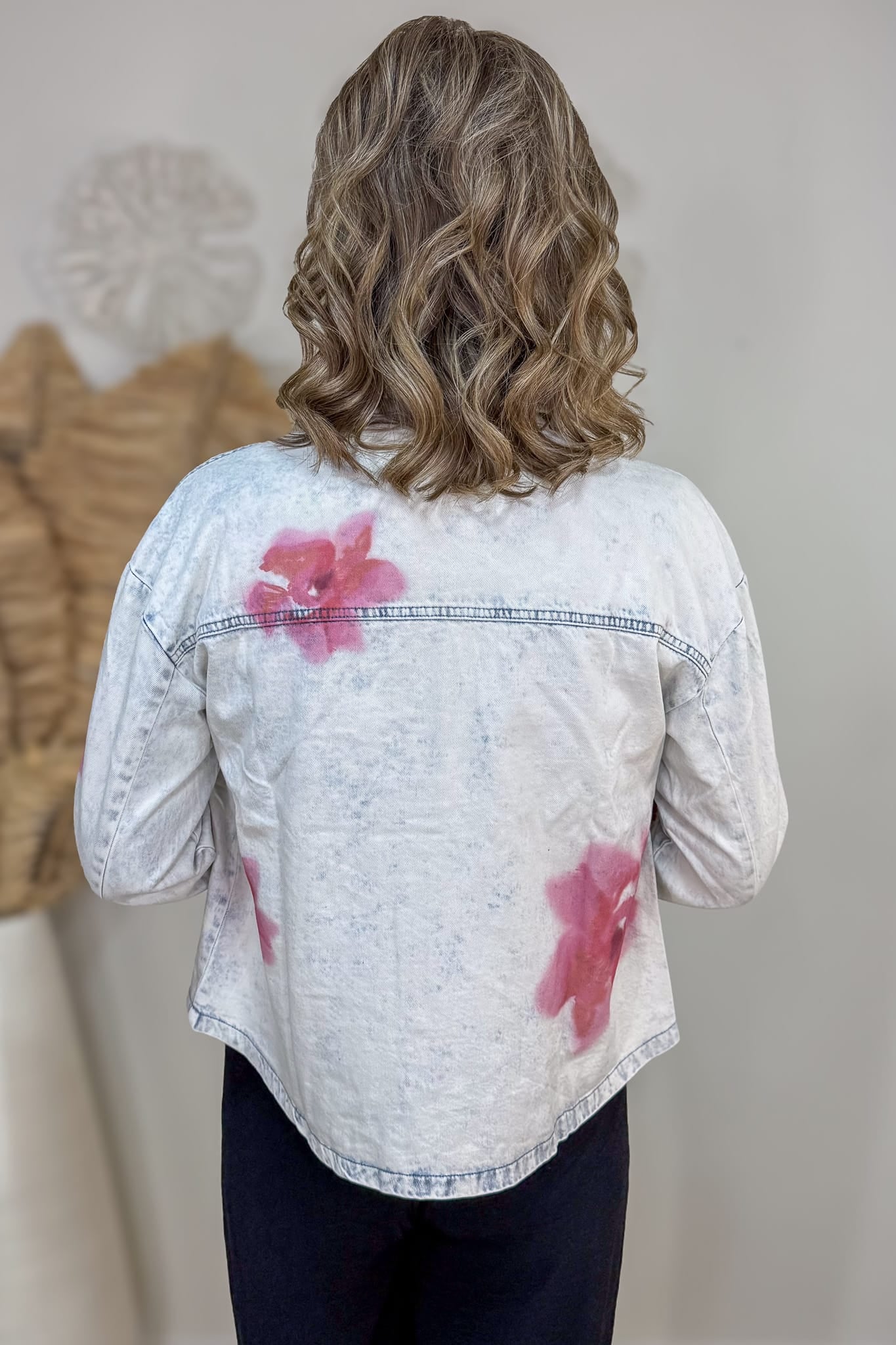 Floral Printed Denim Jacket Back