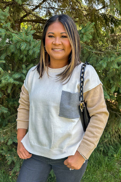 Taupe Colorblock Sweater