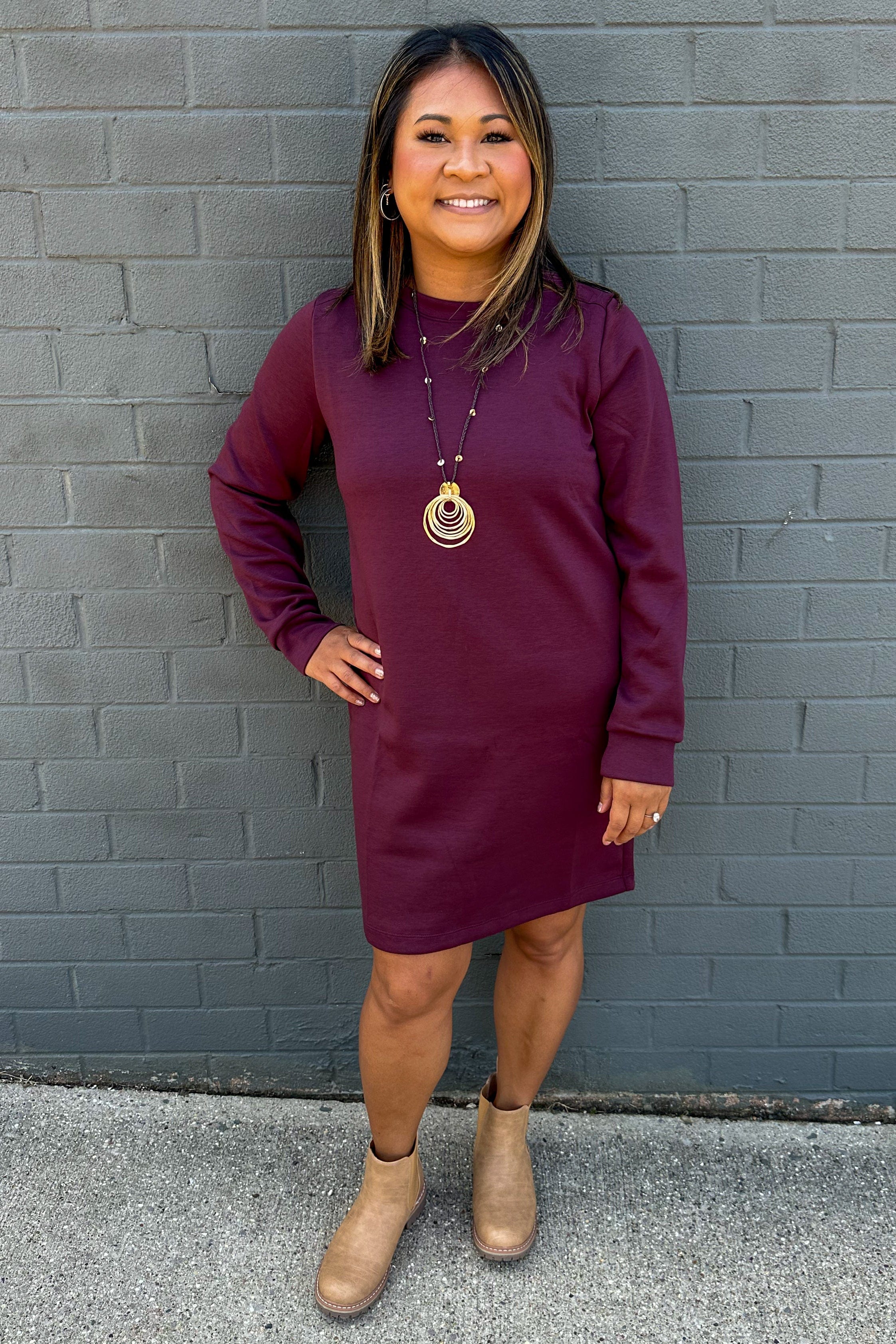 Wine Milan Comfy Dress 