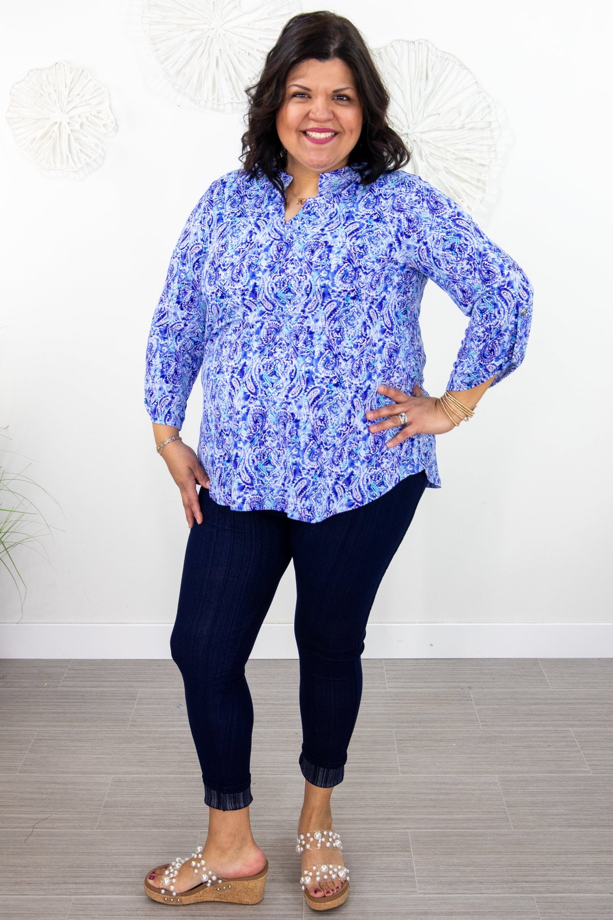 Blue Tie Dye Paisley Lizzy Top Styled