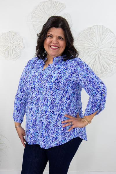 Blue Tie Dye Paisley Lizzy Top