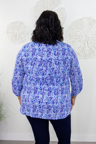 Blue Tie Dye Paisley Lizzy Top back