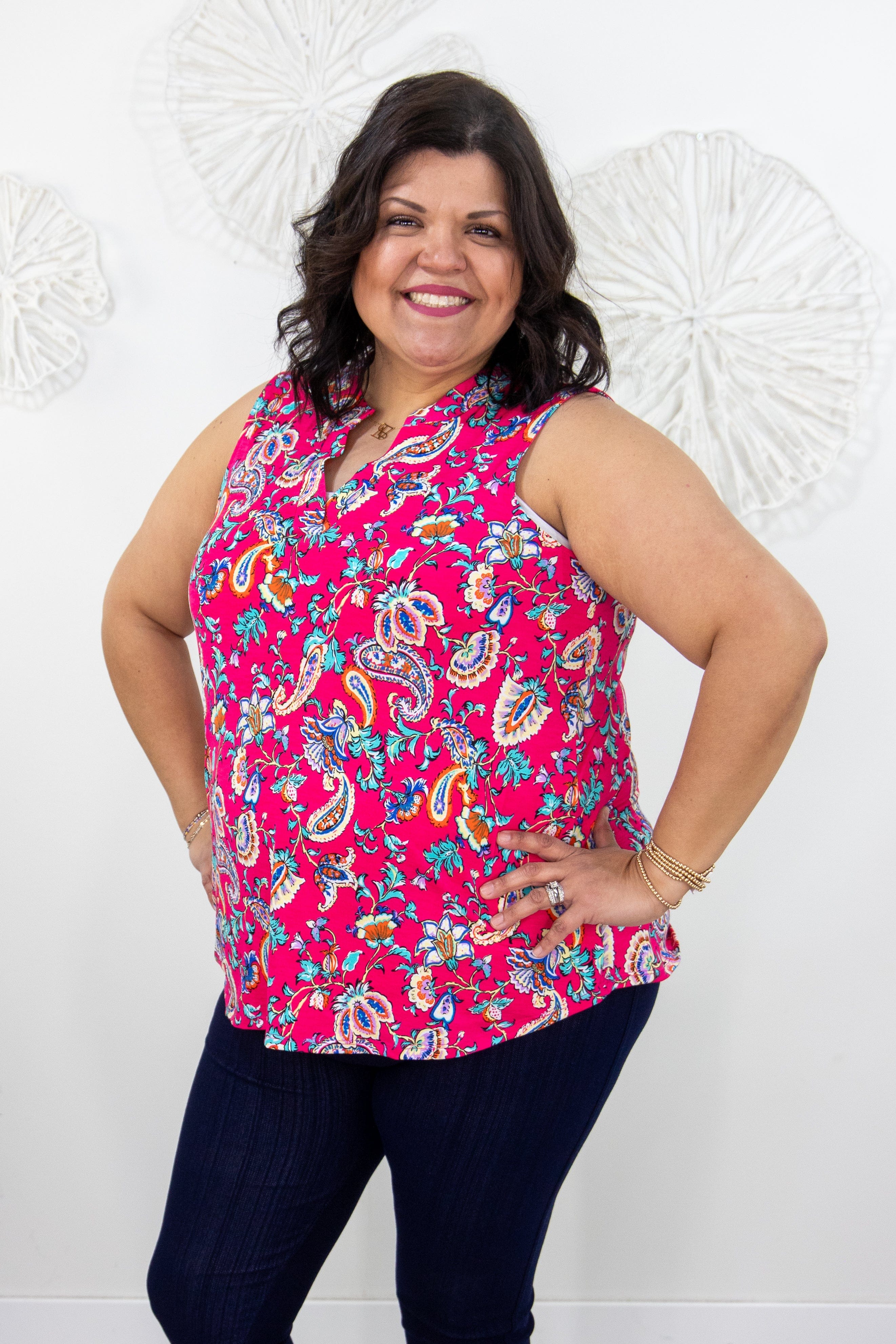 Coral Paisley Lizzy Tank Top