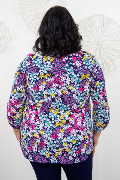 Blue Floral Garden Lizzy Top back