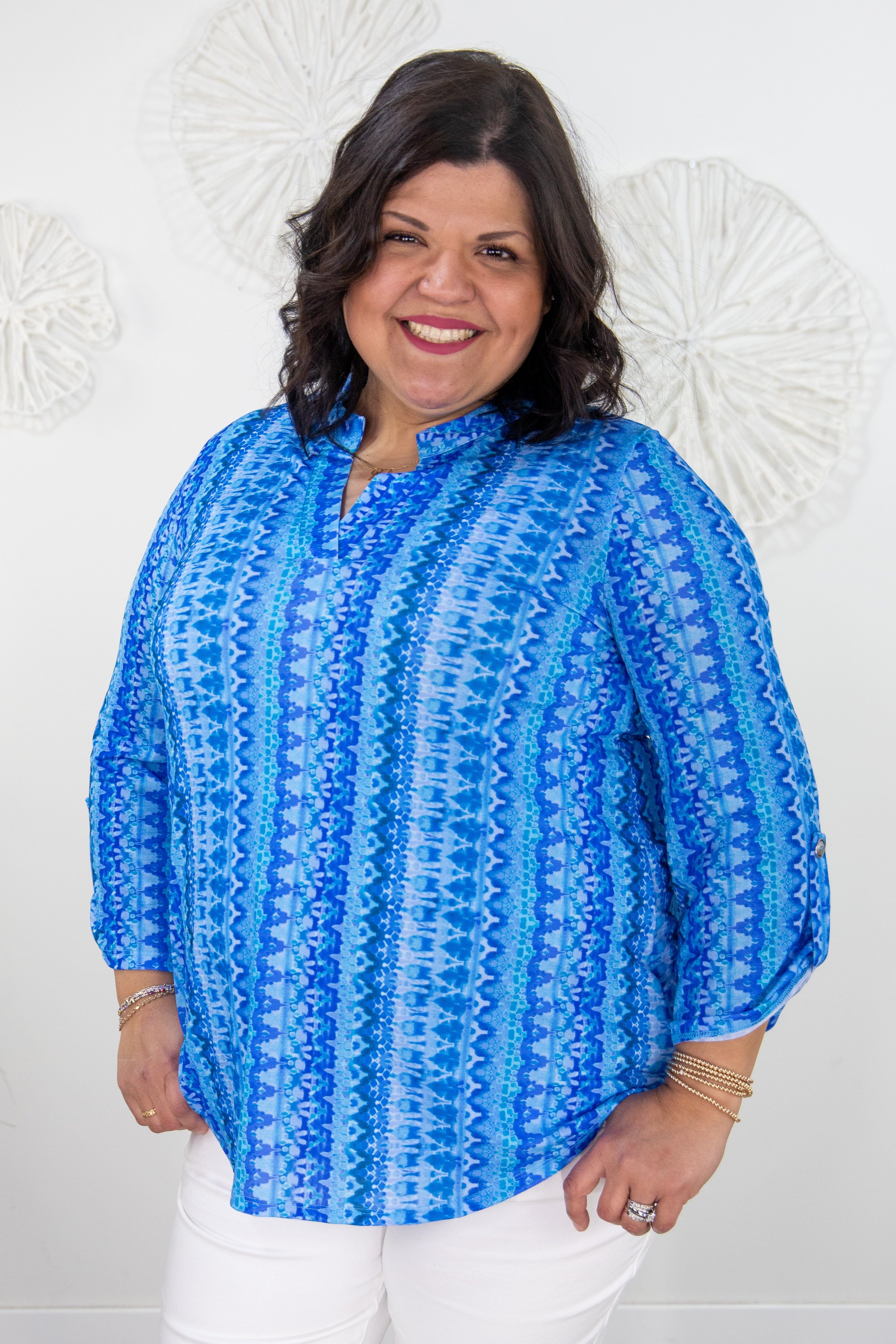 Ocean Blue Pattern Lizzy Top