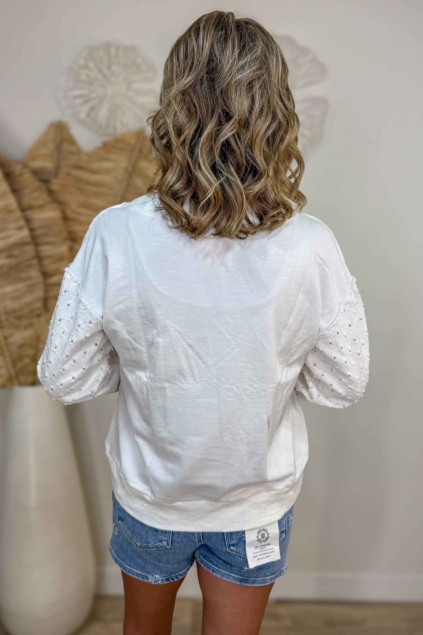 Off White Mixed Media Top Back