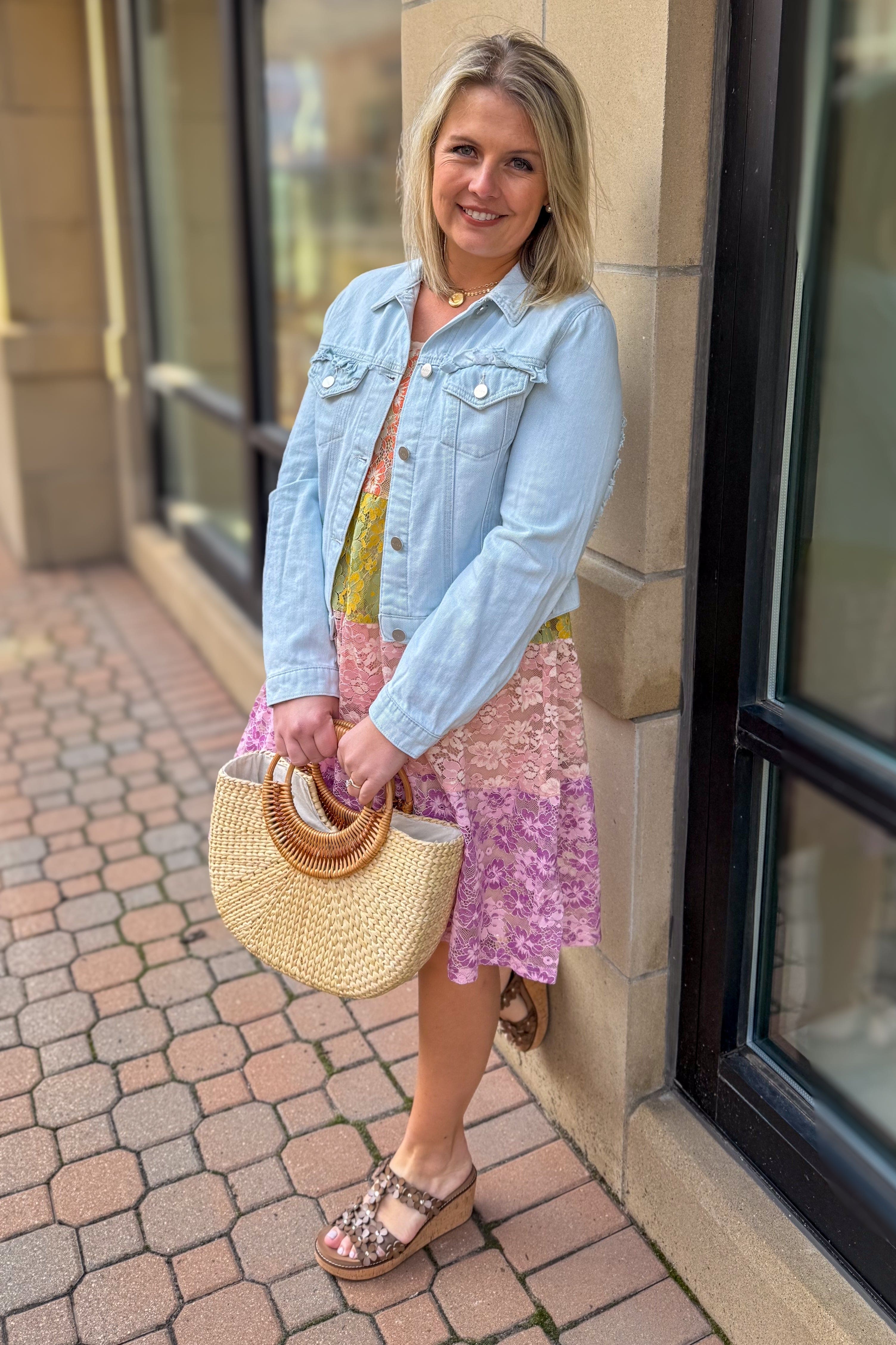 Ice Blue Ruffle Denim Jacket