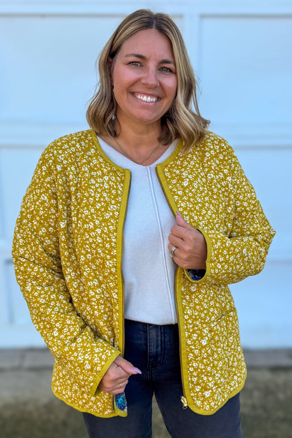Blue Floral Reversible Quilted Jacket