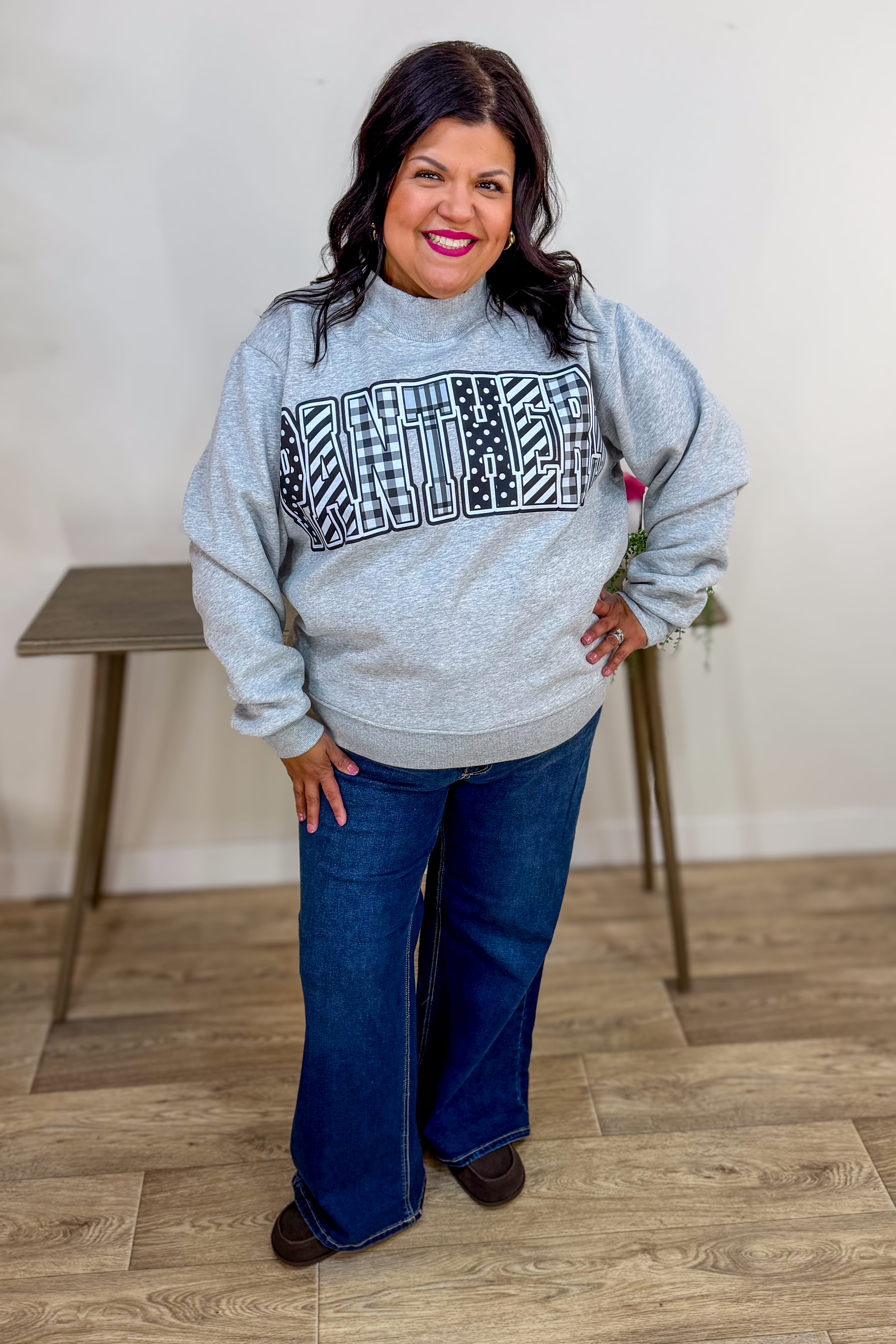 Panthers Mock Neck Sweatshirt Styled
