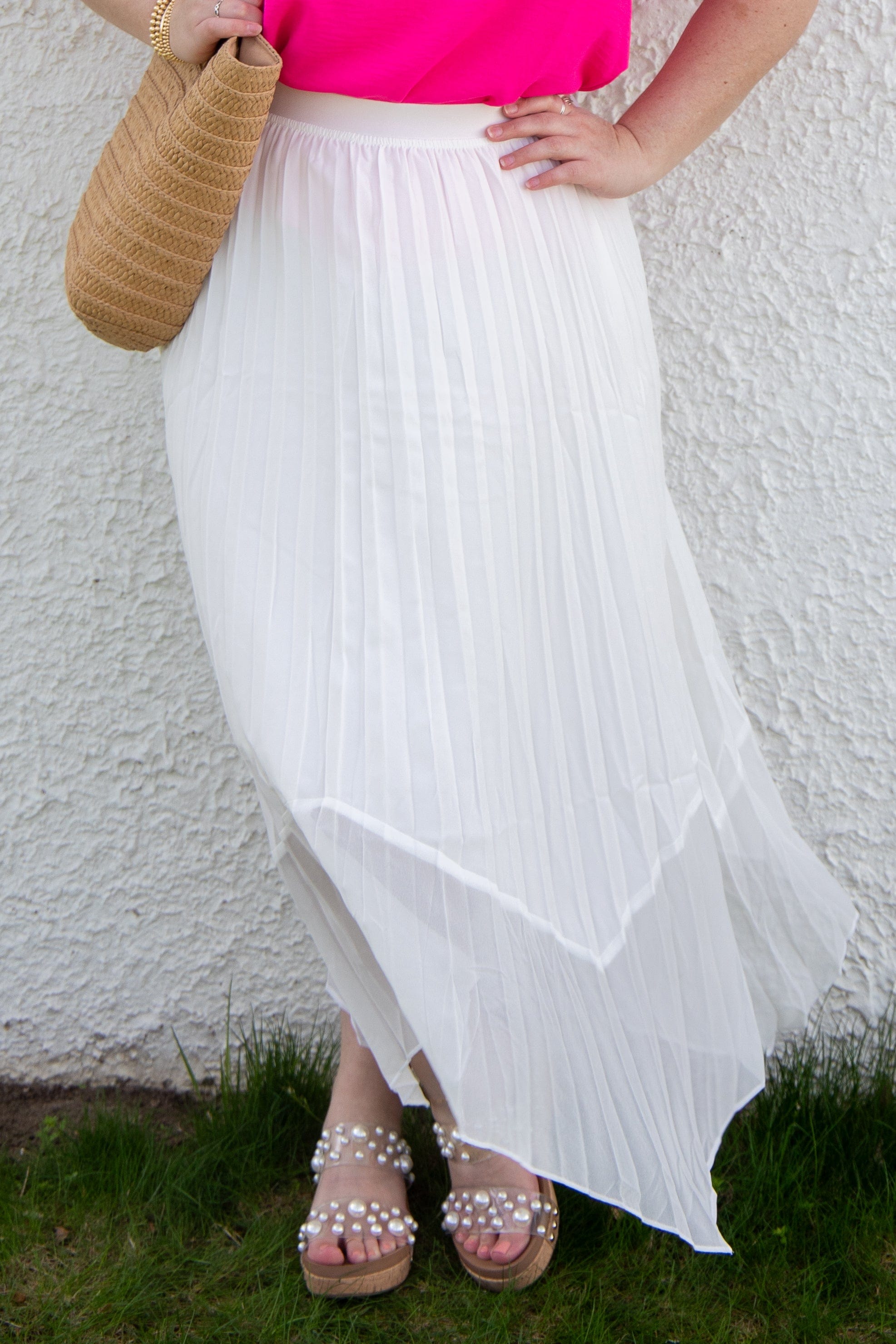 Off White Handkerchief Hem Skirt