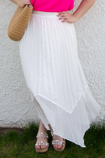 Off White Handkerchief Hem Skirt