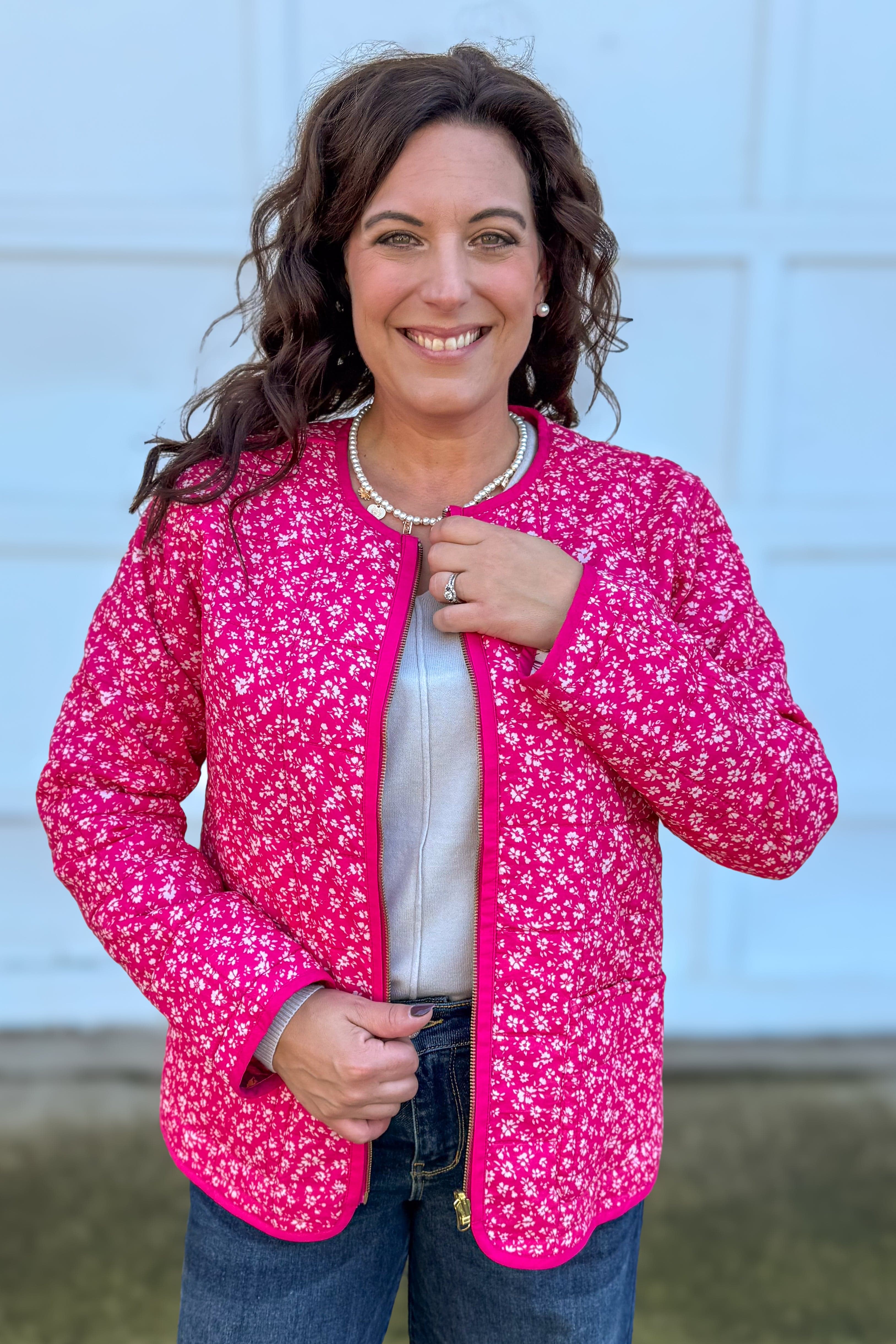 Berry Floral Reversible Quilted Jacket
