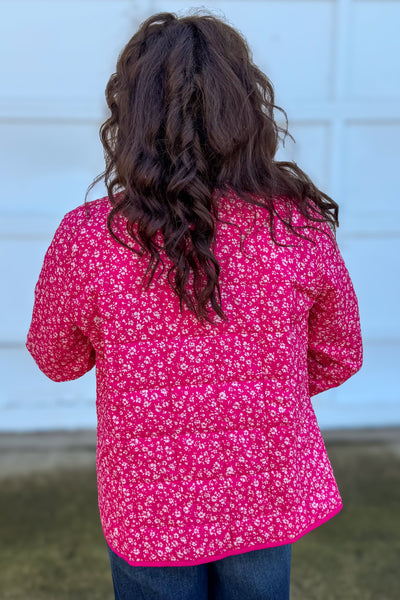 Berry Floral Reversible Quilted Jacket Back