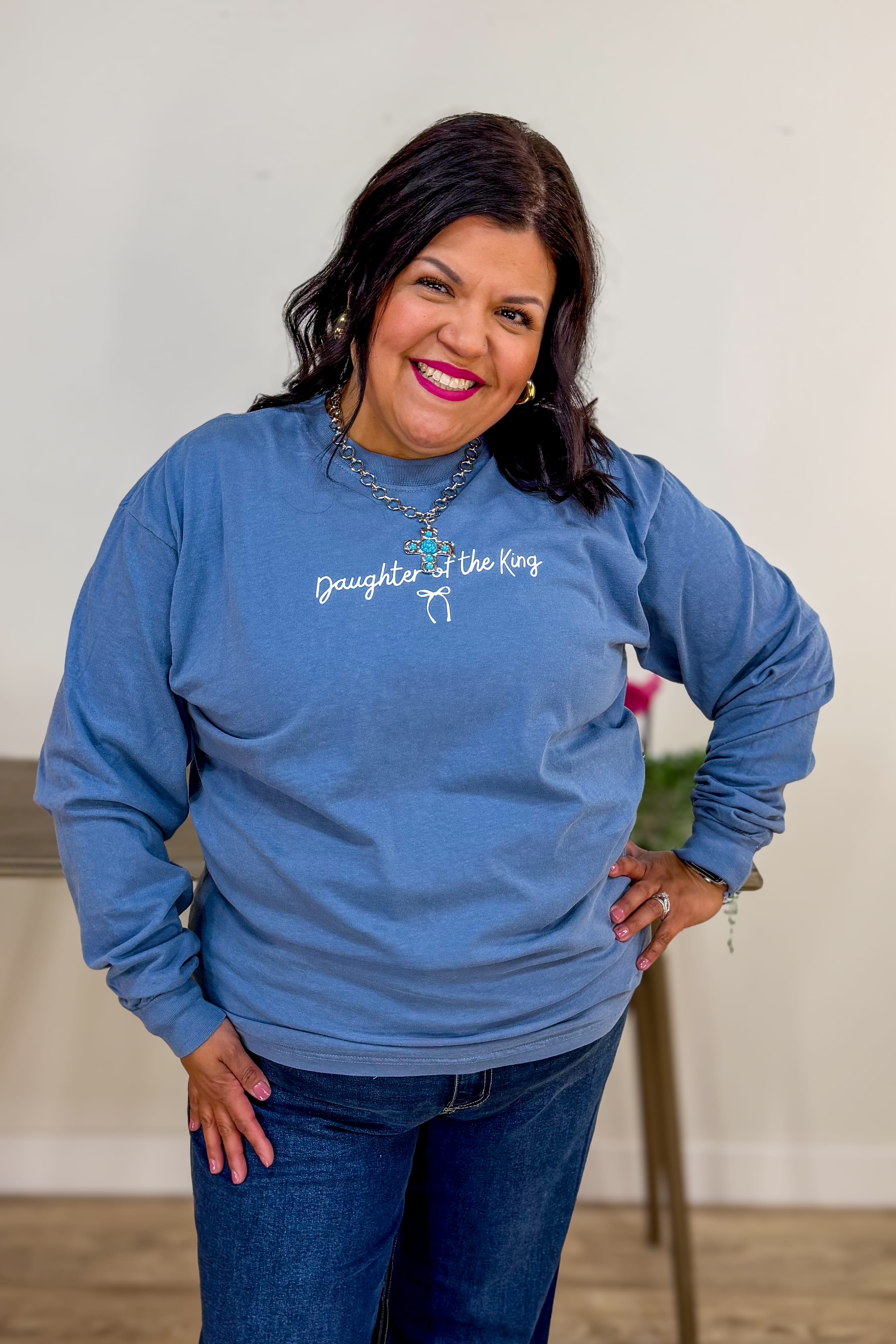 Blue Jean Daughter of the King Long Sleeve Tee