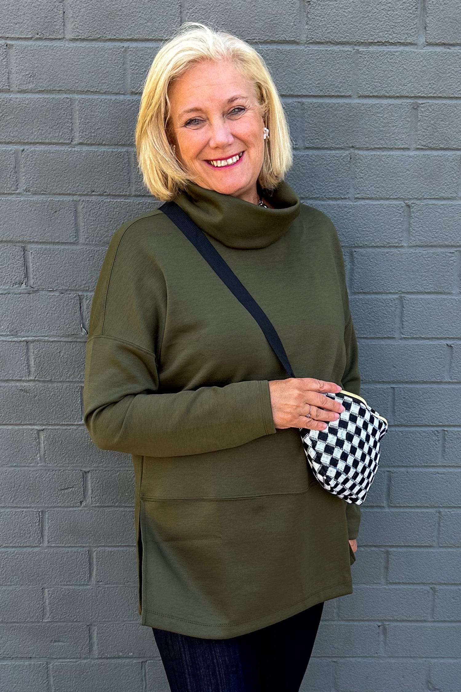 Olive Cozy Cowl Neck Pullover